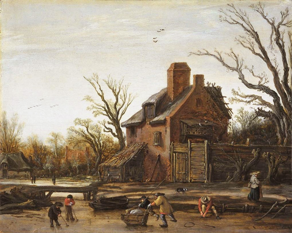 winter landscape  with farm